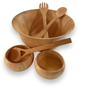 Clay Art Wooden Salad Bowls Set Serving Serveware Utensils‎ Dishes